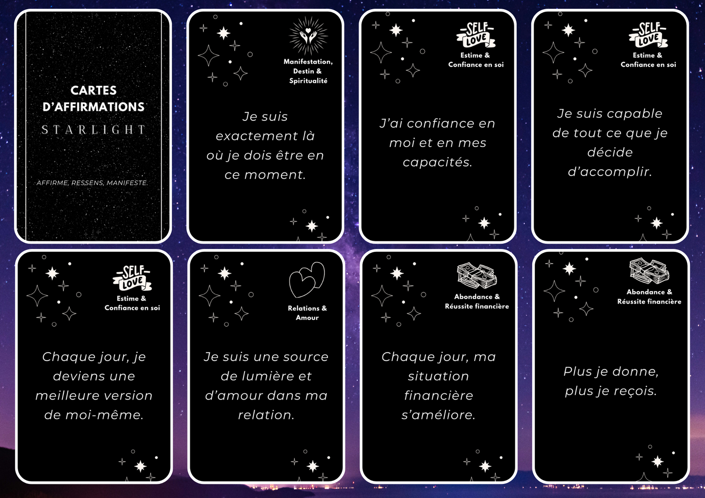 LES CARTES D'AFFIRMATIONS STARLIGHT – Les cartes qui changent ton mindset ✨